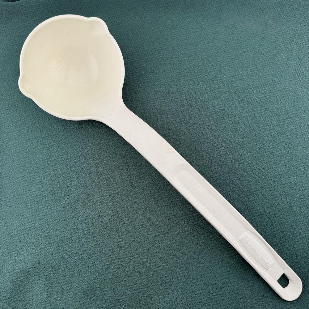 Vtg‎ Rubbermaid Ladle 1975 White Nylon Plastic Heavy Duty Double Spout Dipper N